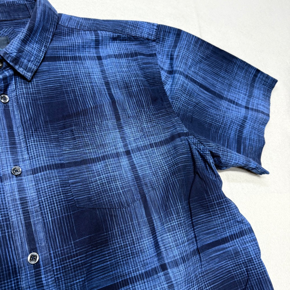Prana Breathe Lukas Mens XL Blue Plaid Short Sleeve Button Down Casual Outdoor - Picture 12 of 14